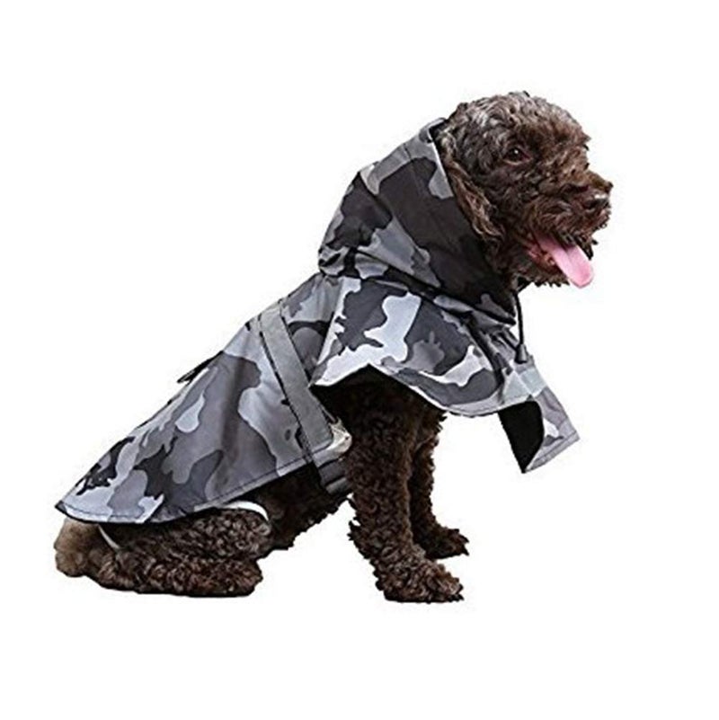 Mikayoo Large Dog Camouflage Raincoat Ajustable Pet Waterproof Clothes Lightweight Rain Jacket Poncho Hoodies with Strip Reflective(Gray L) - Image 3